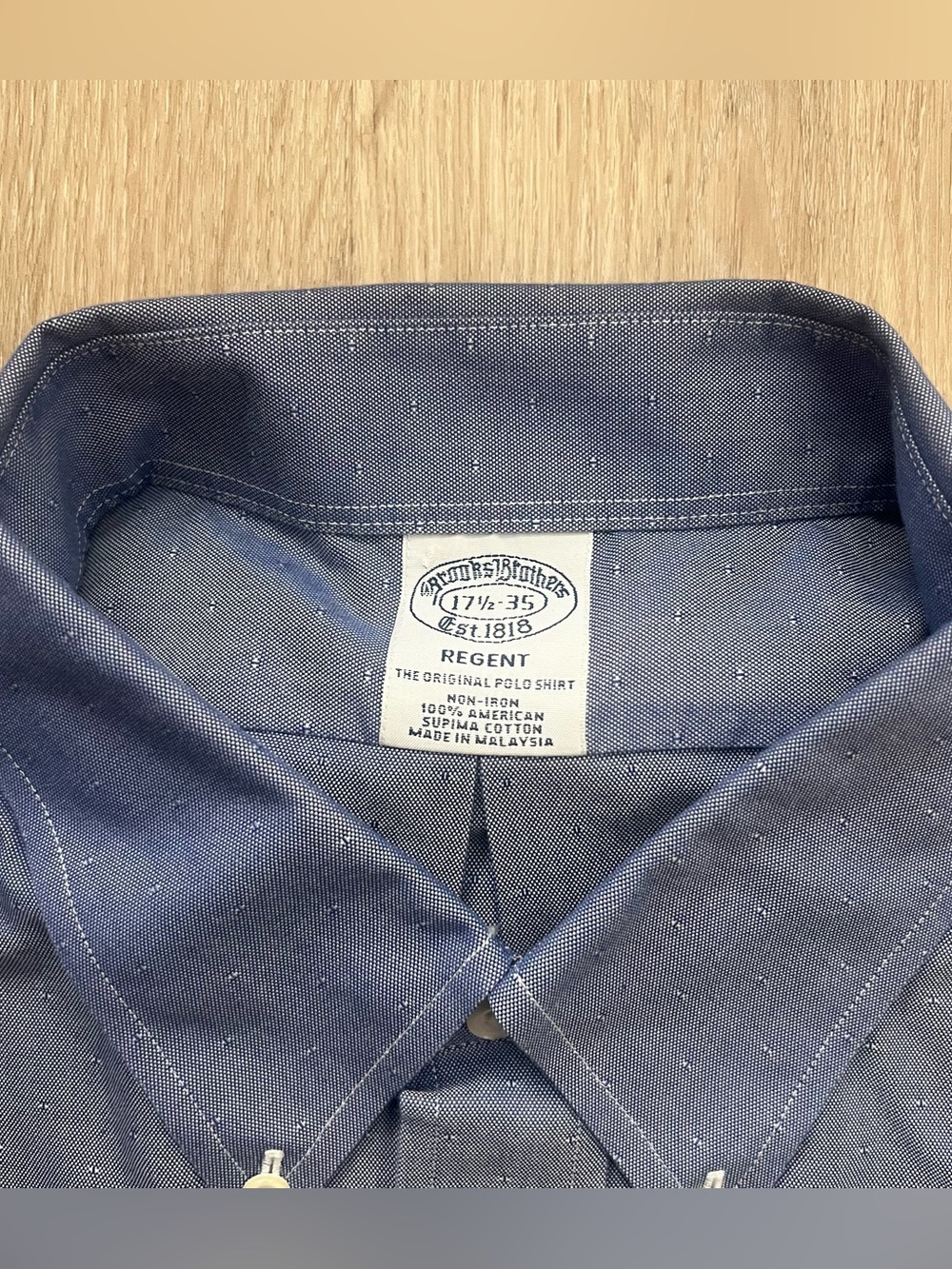 Brooks Brothers Regent Fit Button Down Shirt Mens XL Blue AOP Supima Cotton